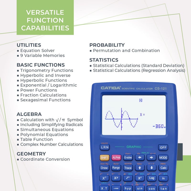 CATIGA Scientific Calculator with Graphic Functions - Multiple Modes with Intuitive Interface - Perfect for Beginner and Advanced Courses, High School or College - Image 4